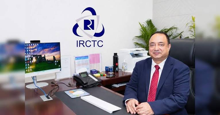 Rahul Himalian at his IRCTC office, with the IRCTC identity displayed
